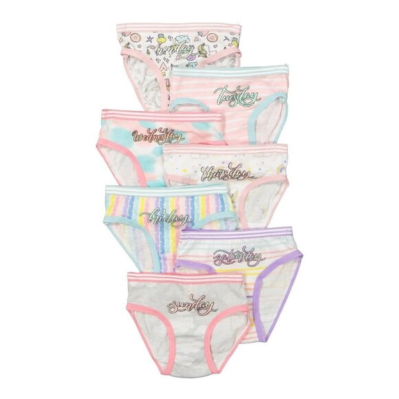 NWT Toddler‎ Girls Seven Pack Days of The Week Printed Panties - Multi Color 4T - Picture 1 of 11